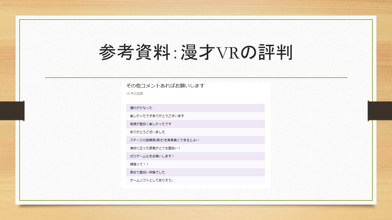 参考資料：漫才VRの評判